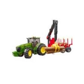 John Deere 7930 with forestry trailer and 4 trunks  1:16, image 