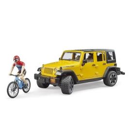 Jeep Wrangler Rubicon Unlimited with 1 mountain Bike and Cyclist, image 