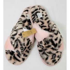 Faux Fur Crossover Mule Slippers, image 