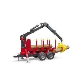 Bruder Forestry trailer & loading crane, 4 trunks and grab 1:16, image 