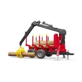 Bruder Forestry trailer & loading crane, 4 trunks and grab 1:16, image 