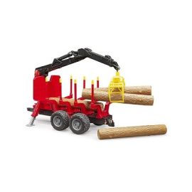 Bruder Forestry trailer & loading crane, 4 trunks and grab 1:16, image 