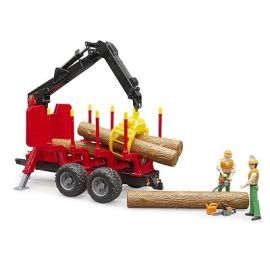 Bruder Forestry trailer & loading crane, 4 trunks and grab 1:16, image 