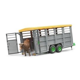 Bruder Livestock trailer with 1 cow 1:16, image 