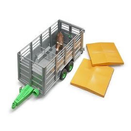 Bruder Livestock trailer with 1 cow 1:16, image 