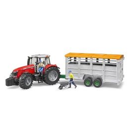 Bruder Livestock trailer with 1 cow 1:16, image 