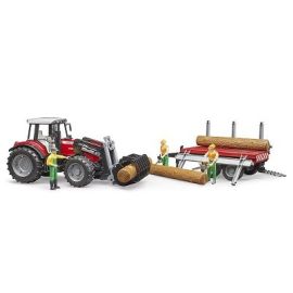 Bruder Massey Ferguson 7480 with frontloader and timber trailer  1:16, image 