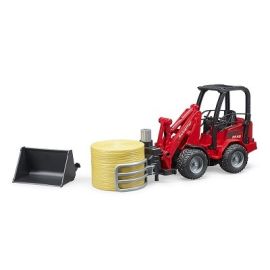 Bruder Schäffer  2034 with bale gripper and 1 round bale 1:16, image 