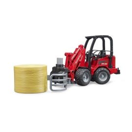 Bruder Schäffer  2034 with bale gripper and 1 round bale 1:16, image 