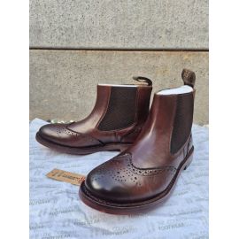 Buxton Goodyear Welted Cognac Leather Brogue Chelsea Boot, image 