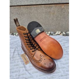 Derby Goodyear Welted Tan Leather Brogue Lace Boot, image 