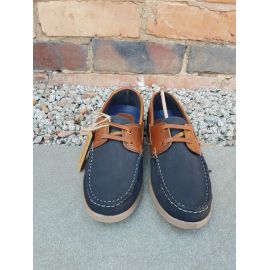 Youths Dartmouth Navy and Conker Boat Shoe, image 