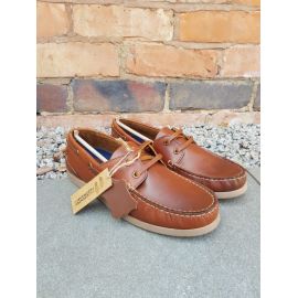 Youths Dartmouth Conker Leather Boat Shoe, image 