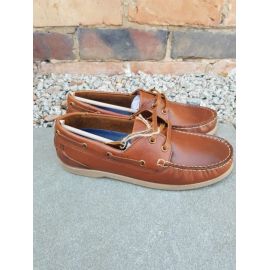 Youths Dartmouth Conker Leather Boat Shoe, image 