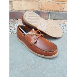 Youths Dartmouth Conker Leather Boat Shoe, image 