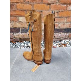 Melilla Wide Calf Tan Suede Tall Country Tassel Boot, image 