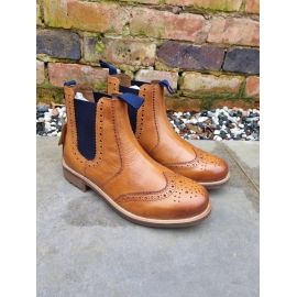Wexford Tan Brogue Leather Dealer Boot, image 