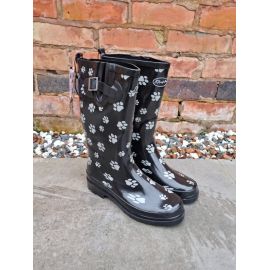 Dog Paw Print Calf Length Wellington Boot, image 