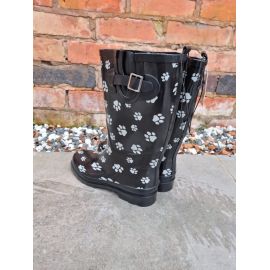 Dog Paw Print Calf Length Wellington Boot, image 