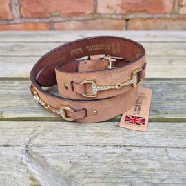 Snaffle Leather Belt - Tobacco Suede, image 
