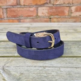 Snaffle Leather Belt - Navy Suede, image 