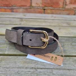 Snaffle Leather Belt - Olive Suede, image 