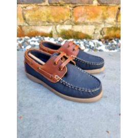 Dartmouth Kids Navy and Conker Nubuck Deck Shoe, image 