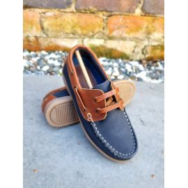 Dartmouth Kids Navy and Conker Nubuck Deck Shoe, image 