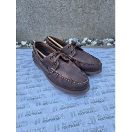 Dartmouth Rustic Brown Leather Deck Shoe, image 