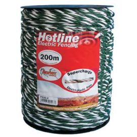 Value Plus Paddock Rope - Green & White - 200m x 6mm, image 