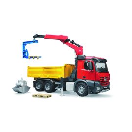 MB Arocs construction truck with crane, clamshell buckets and 2 pallets 1:16, image 